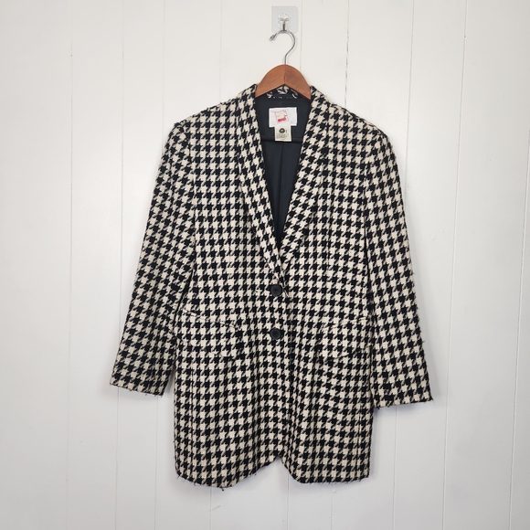 Vintage Jackets & Blazers - Vintage Oversized Wool Silk Plaid Boyfriend Blazer Jacket Preppy Academia Medium